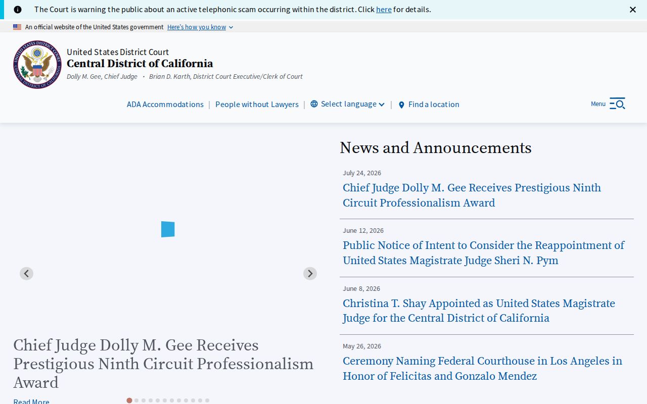 Hesperia resident lookup Central District of California court