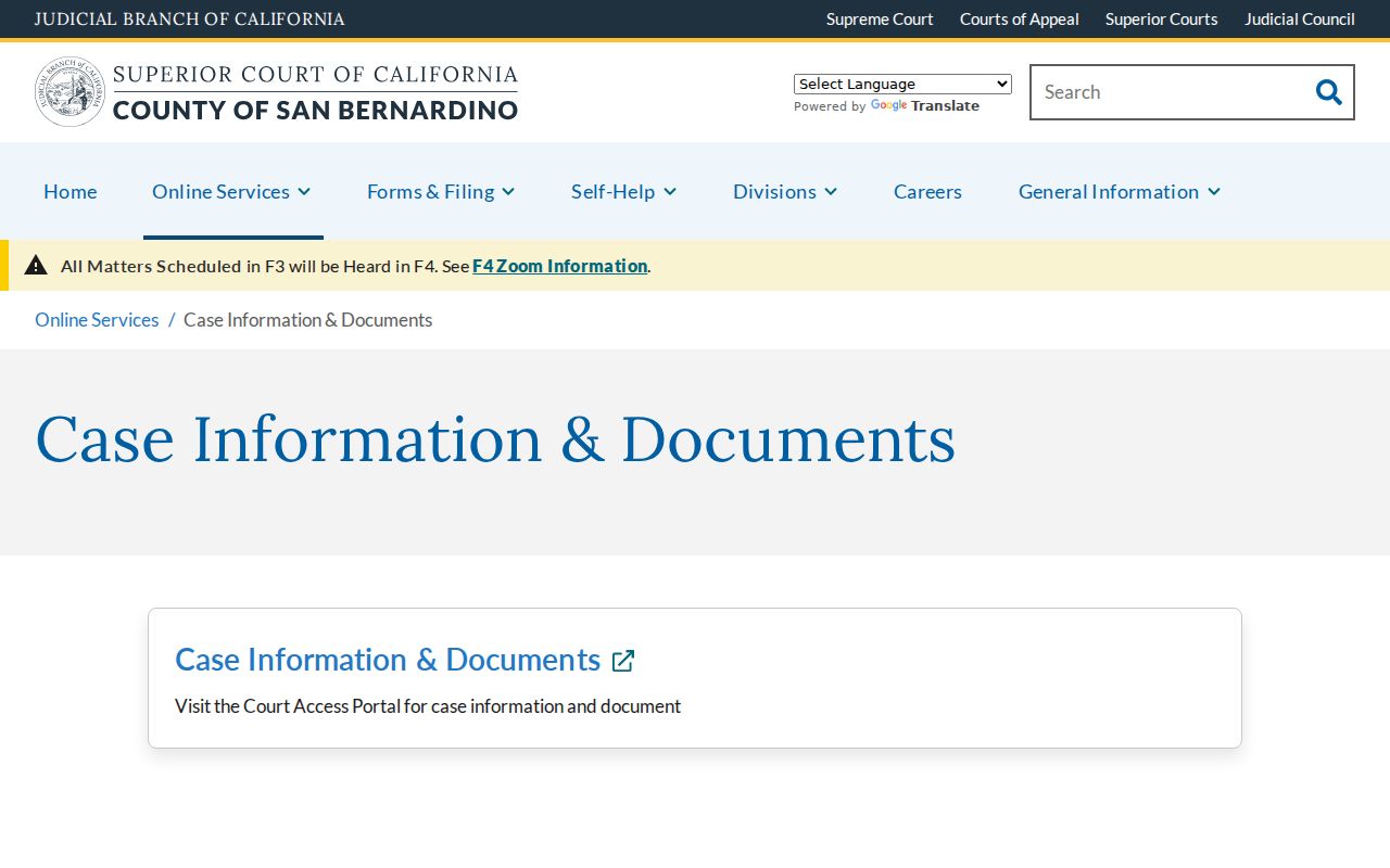 Hesperia resident lookup San Bernardino Superior Court access
