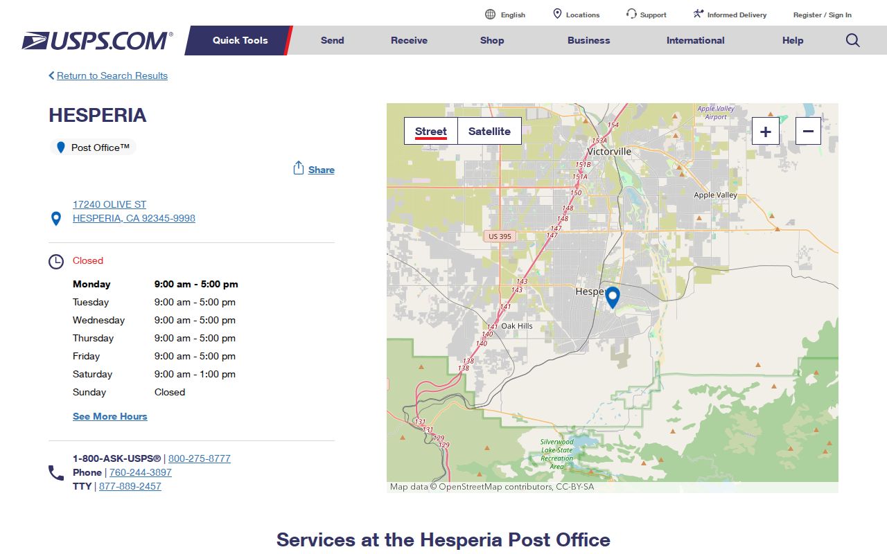 Hesperia ZIP code directory Hesperia Post Office location